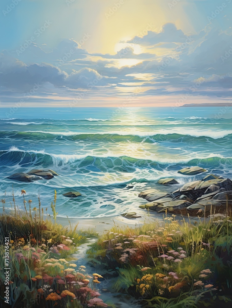 Hand-Painted Ocean Horizons: Field Painting of Crafting Currents and Coasts