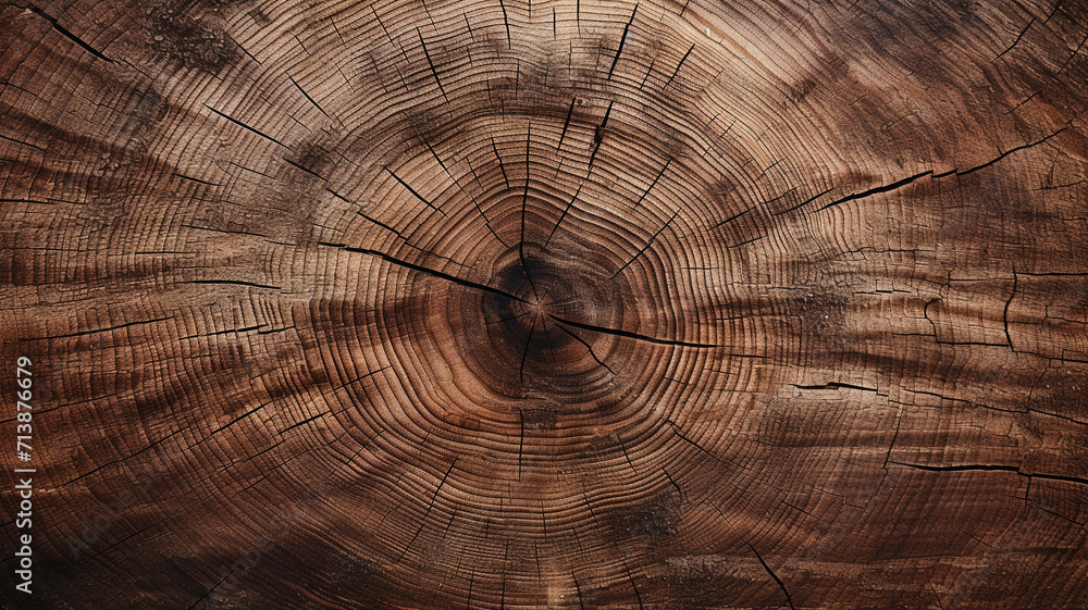 Fototapeta premium section of the tree trunk with annual rings. - Slice wood.