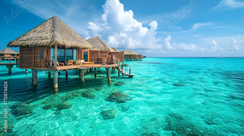 Serene Escape: Maldives Overwater Bungalow and Turquoise Waters