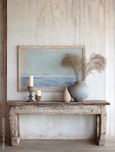 Hand-Painted Ocean Horizons: Vintage Painting of Timeless Tidal Textures