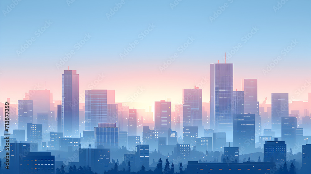 Cityscape Sunset with Urban Silhouette Cityscape Sunset with Urban Silhouette