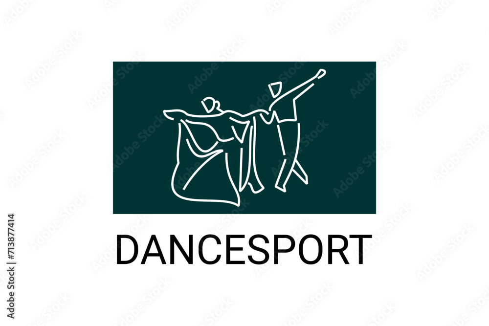 dancesport sport vector line icon. a couple of dancers are dancing in the ballroom sport pictogram, vector illustration.