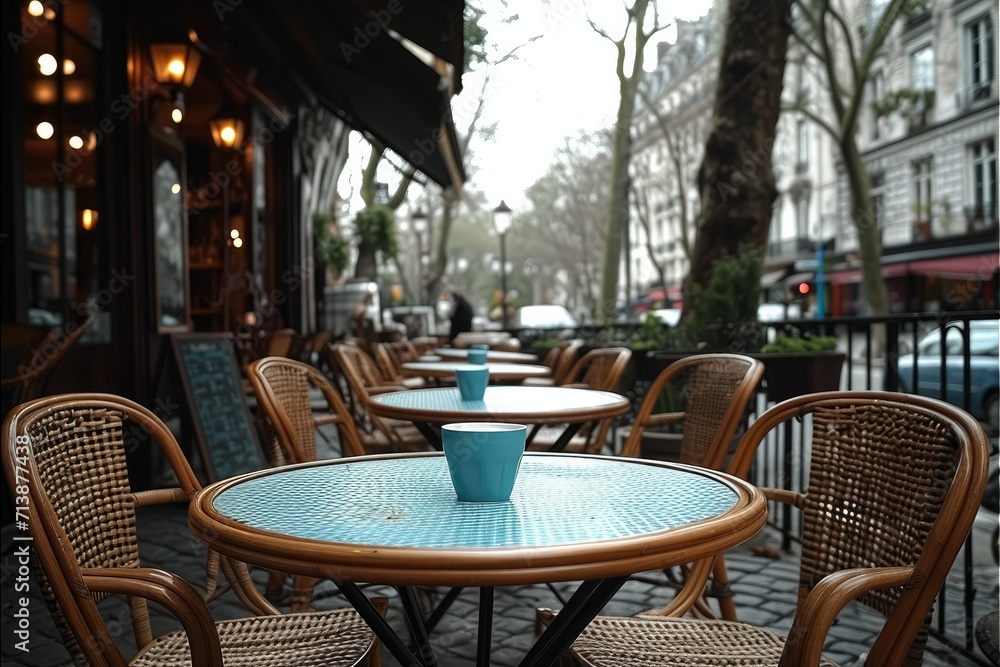 Street cafe, Outside. Generative AI.