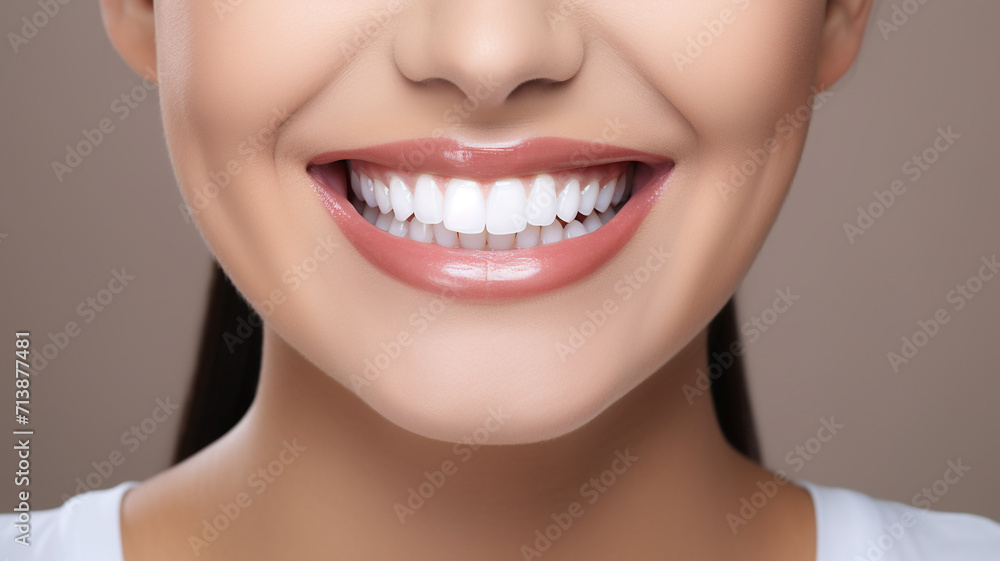 beautiful woman with beautiful smile on grey background. - Teeth whitening. beautiful woman with beautiful smile on grey background. - Teeth whitening.