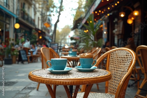 Fototapeta Naklejka Na Ścianę i Meble -  Street cafe, Outside. Generative AI.