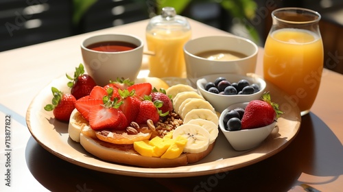 a plate of food with fruit