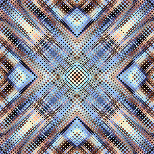 Geometric abstract pattern moire overlay style. Halftone style with small dots. Abstract seamless technology texture. Vector pattern