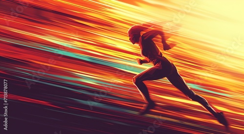 a man running through a colorful explosion of light