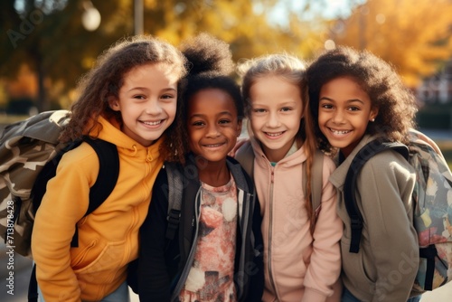 Group of Diverse School Children Smiling Together