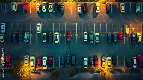 a parking with lots of colorful cars