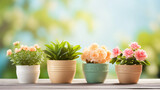 Garden pots with flowers