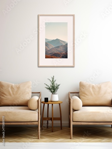Minimalist Mountain Landscapes: Elevated Views Art Print featuring Crisp Air Cottage