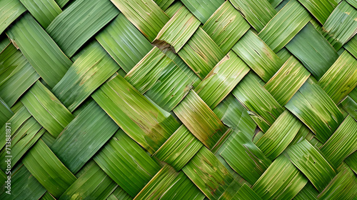 background of woven ketupat from young coconut leaves photo