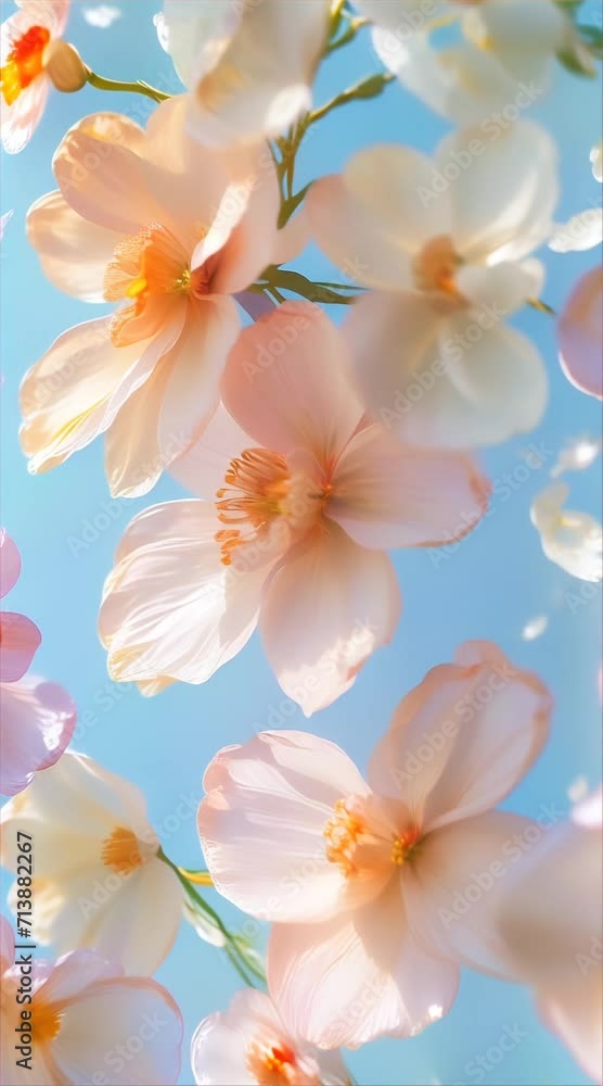 spring flowers flying in the air pattern, pastel colors spring flowers flying in the air pattern, pastel colors