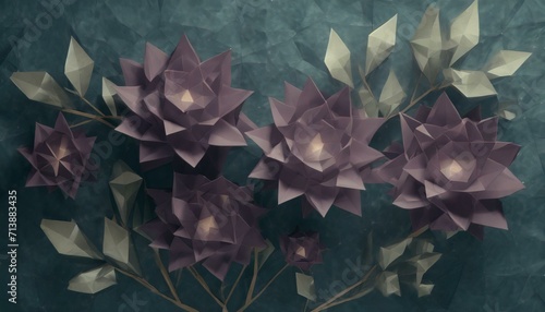Decorative polygonal flat paper flowers