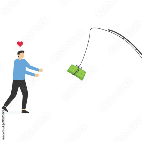 Businessman with a financial trap that comes to tempt, Vector illustration design concept in flat style

