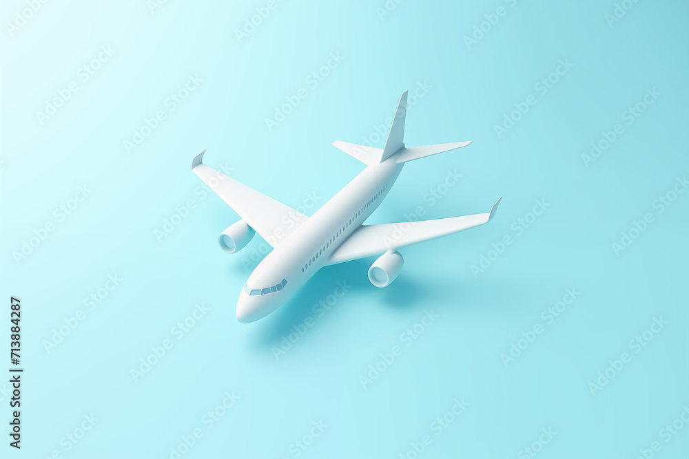 Plane on blue background. 3d render style illustration. Plane on blue background. 3d render style illustration.