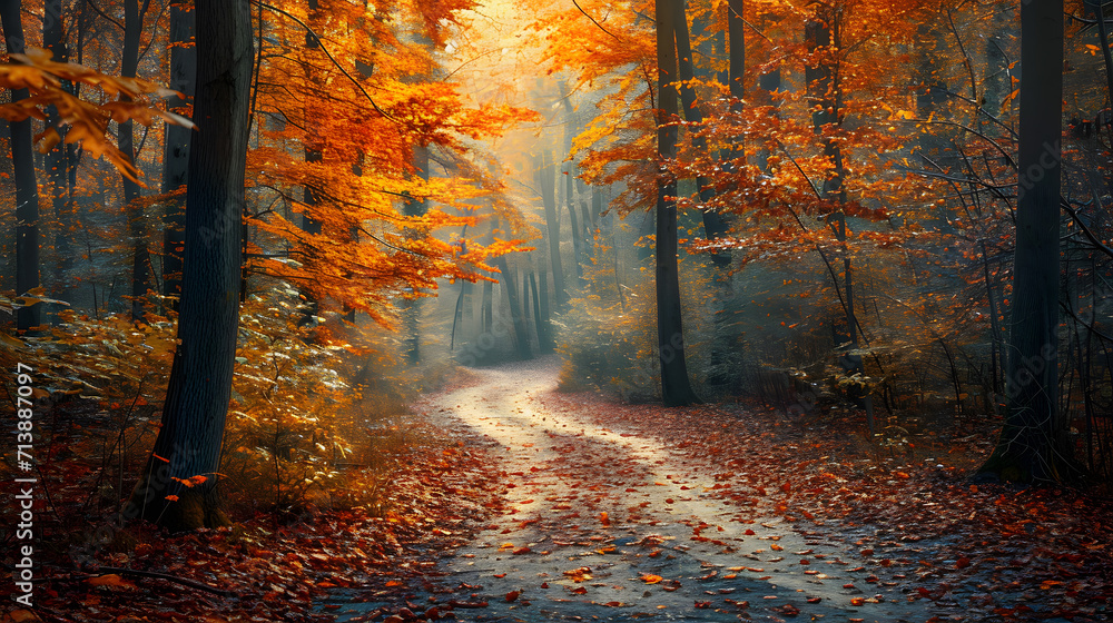 Nature's Palette: Autumn Leaves in the Golden Light