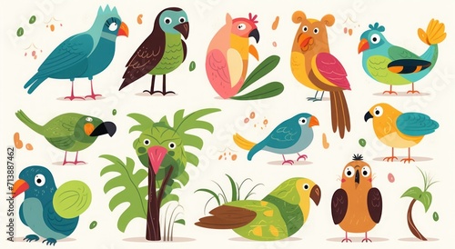 Funy and cute Brazil animals and birds  Generative AI 