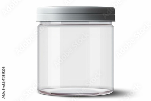 Transparent plastic jar with cap template. Generative AI