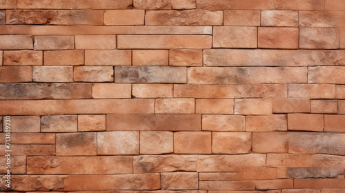 Brick wall background  apricot color grunge texture or pattern for design  wallpaper. Generative ai