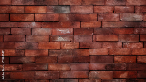 Brick wall background, bordo colorful grunge texture or pattern for design. Generative ai photo