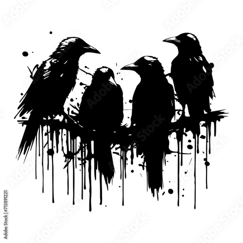 Crow Graffiti Art Sketch, Ink doodle illustration. Magic abstract art. 
