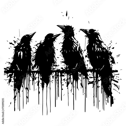 Crow Graffiti Art Sketch, Ink doodle illustration. Magic abstract art. 
