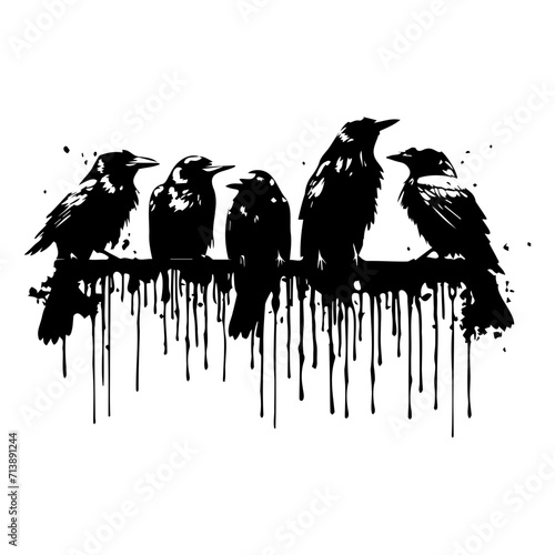 Crow Graffiti Art Sketch  Ink doodle illustration. Magic abstract art.  