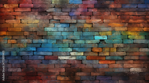 Brick wall background, jazzy colors grunge texture or pattern for design. Generative ai photo