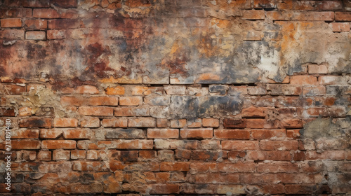 Brick wall background, muddy colors grunge texture or pattern for design, backdrop. Generative ai