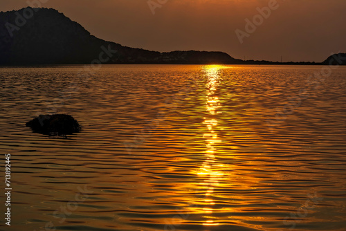Sunset at the gialova lagoon, Greece
