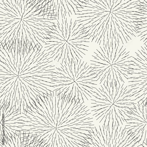 Vector seamless pattern. Random disposed linear shapes. Stylish structure with doodle circles. Hand drawn abstract background. Can be used as swatch in Illustrator. Monochrome spotty print. photo