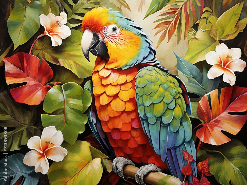 Obraz premium Colorful Bird Art color generative AI Photo