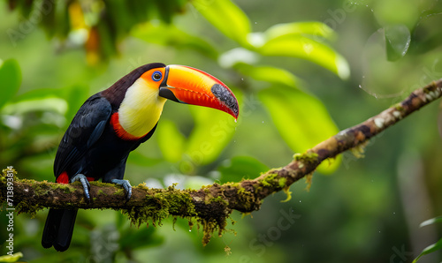 Toucan sitting on the branch in the forest  Generative AI