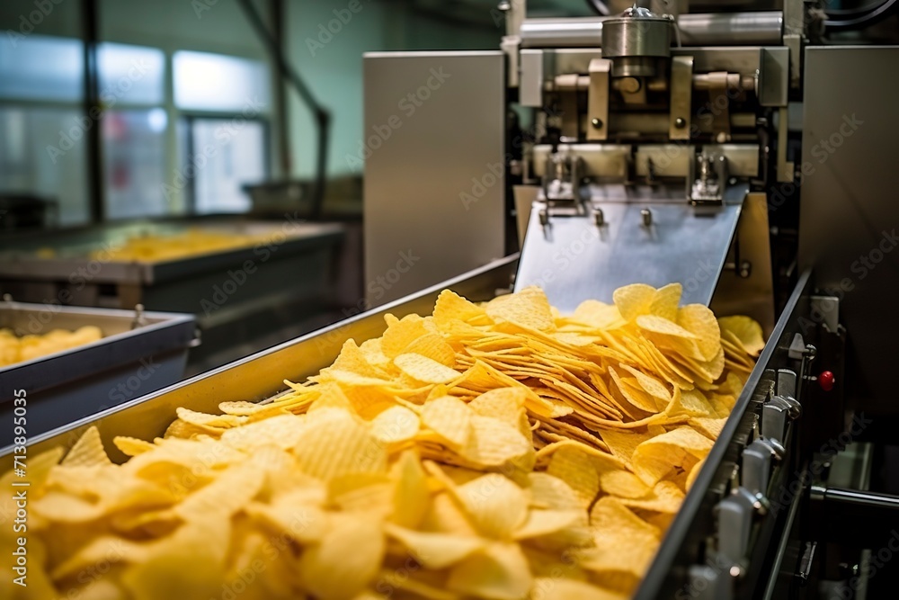 Close up of Potato Chips Factory Close up of Potato Chips Factory