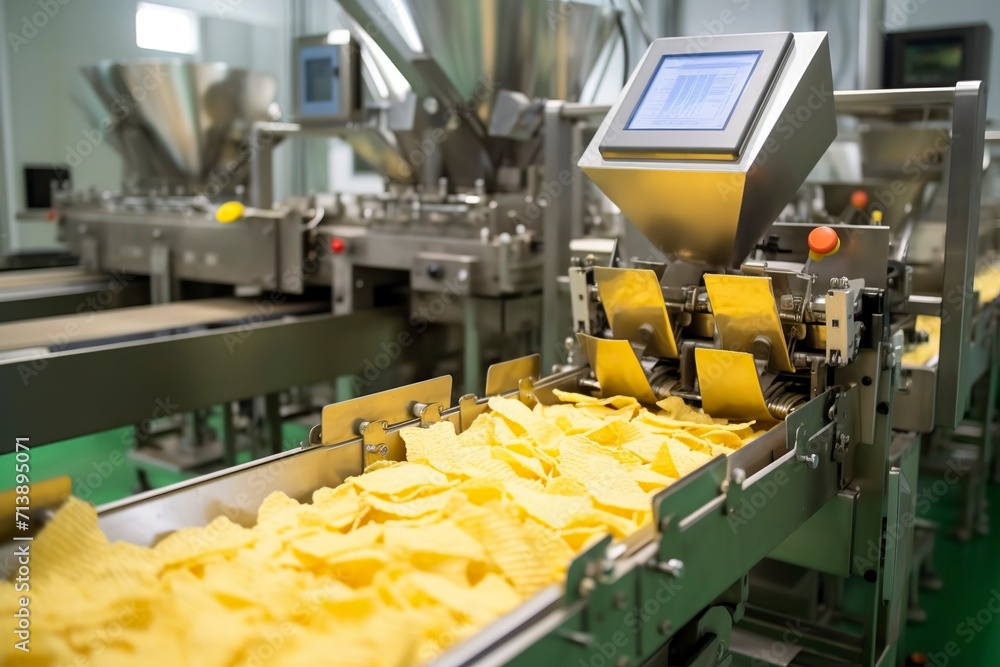 Close up of Potato Chips Factory Close up of Potato Chips Factory