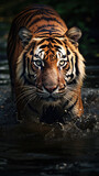 Close up photo of tiger in water
