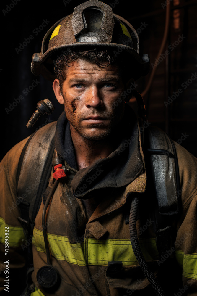 Close-up photo of male firefighter