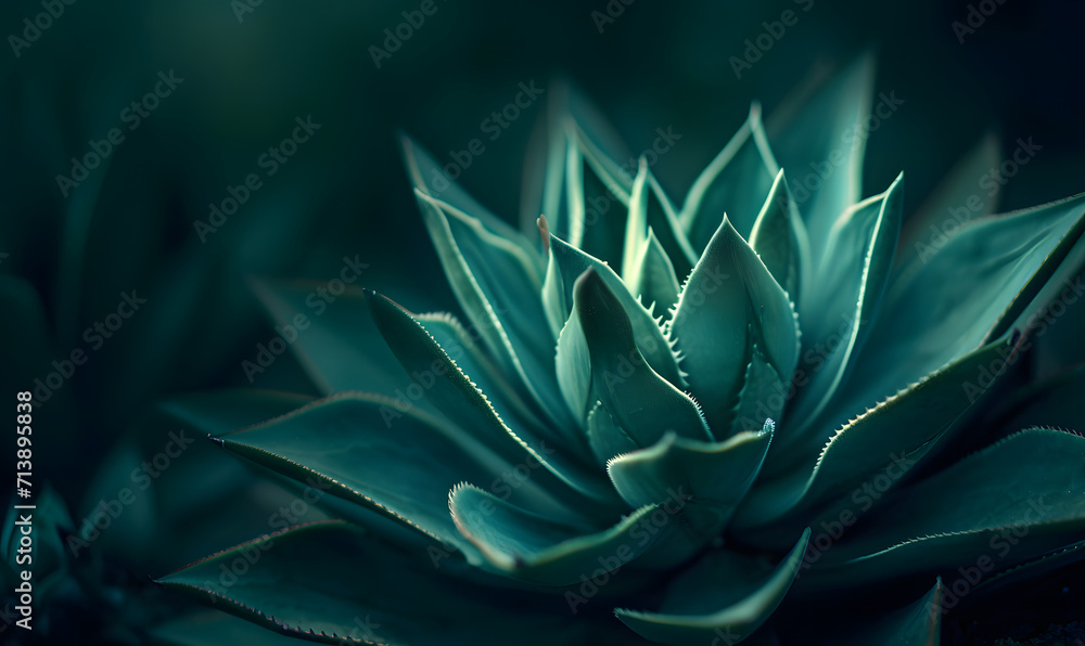 Fototapeta premium green agave plant, Generative AI