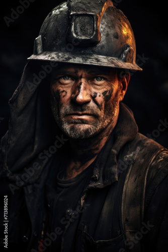 Coal mine worker portrait art abstract photo