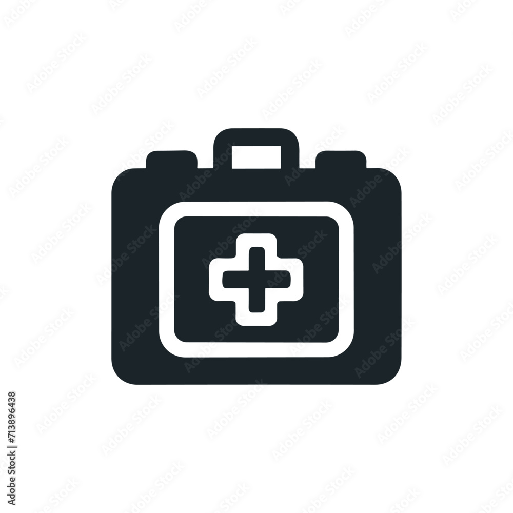 Black first aid kit icon on a white background. Black first aid kit icon on a white background.
