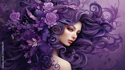Composition of shades of purple: Background and Illustration created by AI