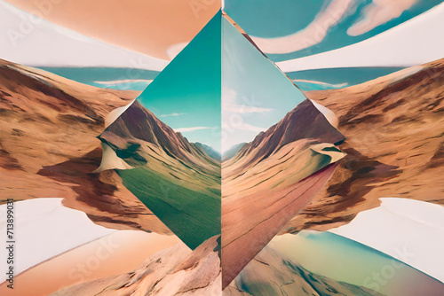 A surreal landscape with distorted perspectives photo