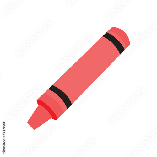 red crayon pen drawing illustration flat design vector 