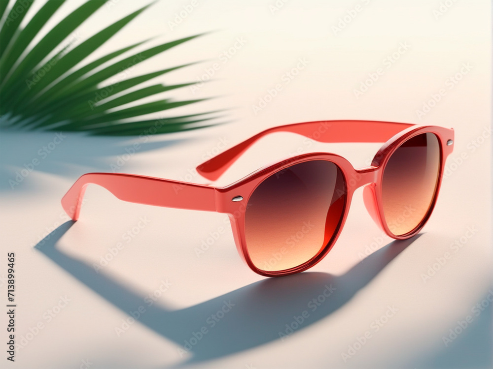 Sunglasses with red glass on a white background. 3d rendering Sunglasses with red glass on a white background. 3d rendering