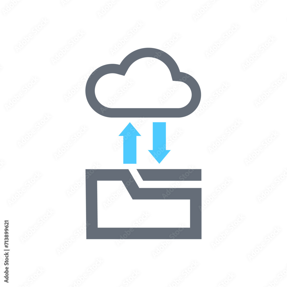 Cloud data server icon vector. Save to folder and download. Technology vector illustration