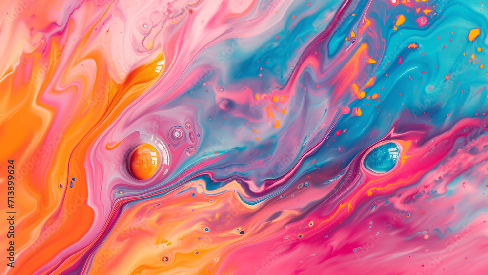 Abstract Liquid Painting with Bright Acrylics