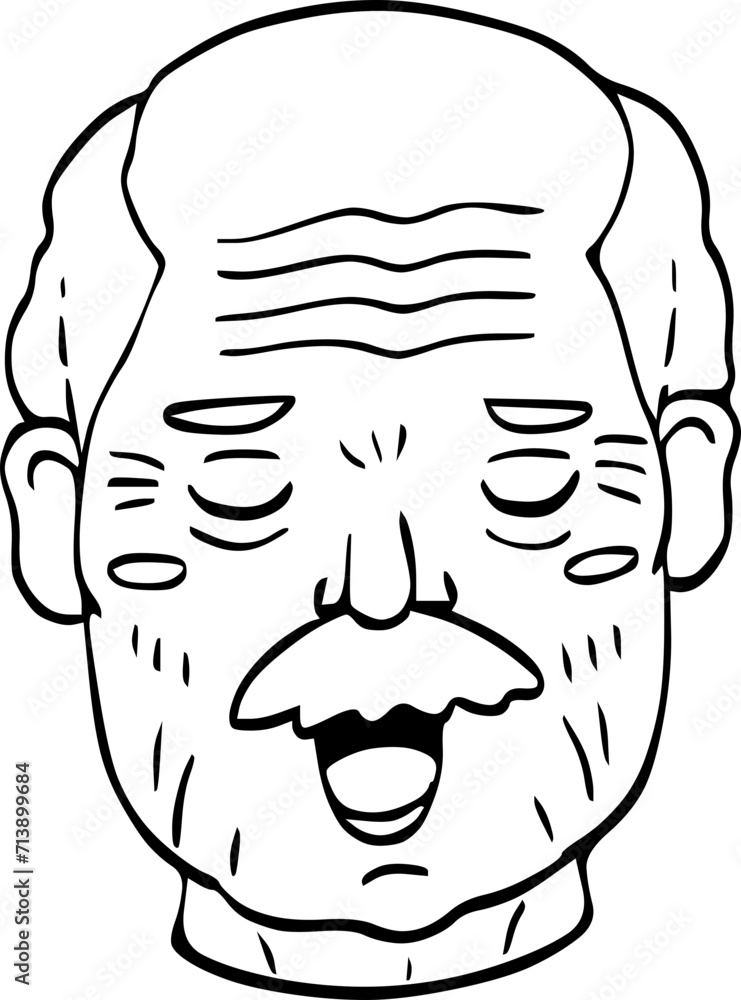 cute cartoon happy senior face drawing. cute cartoon happy senior face drawing.