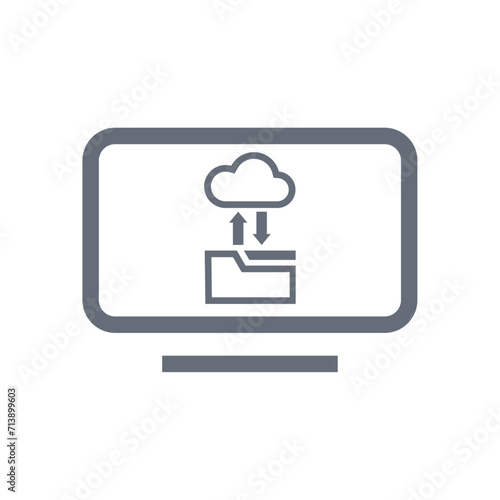 Cloud data server icon vector. Save to folder and download. Technology vector illustration. Computer sign. Line